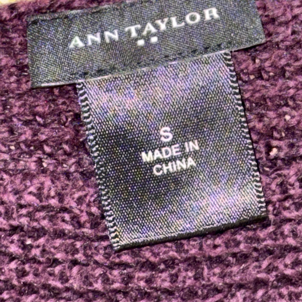 Ann Taylor Deep Purple Knit Three-Quarter Length Sleeve Top (Size S) - Picture 2 of 3